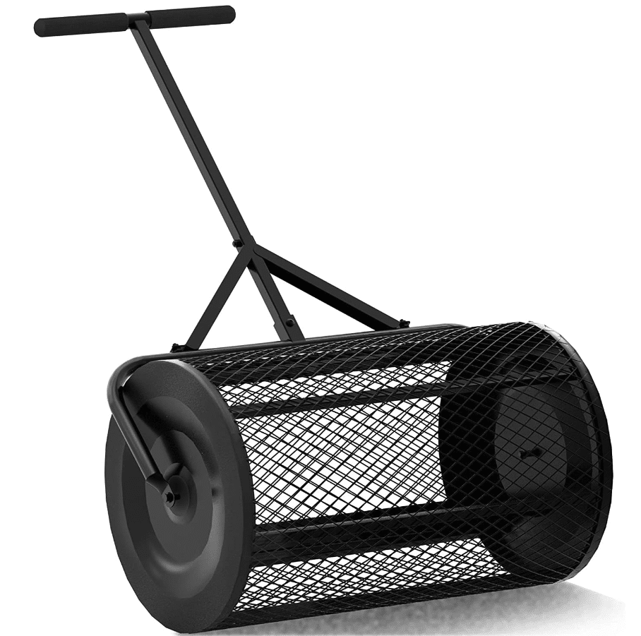 24 Inch Compost Spreader Peat Moss Spreader with Upgrade T Shaped Handle for Planting Seeding