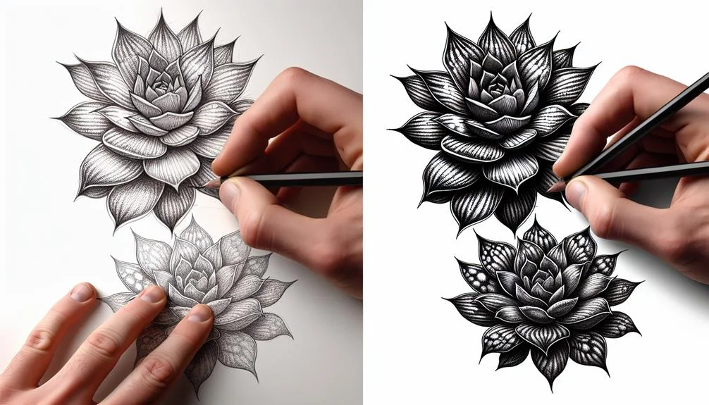 step by step succulent drawing guide